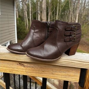 Canyon River Blues Dark Brown Ankle Booties with Buckle Straps